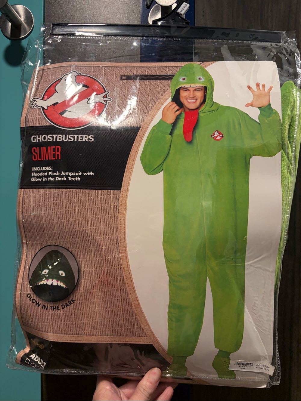Slimer Plush Hooded Adult Costume - Green